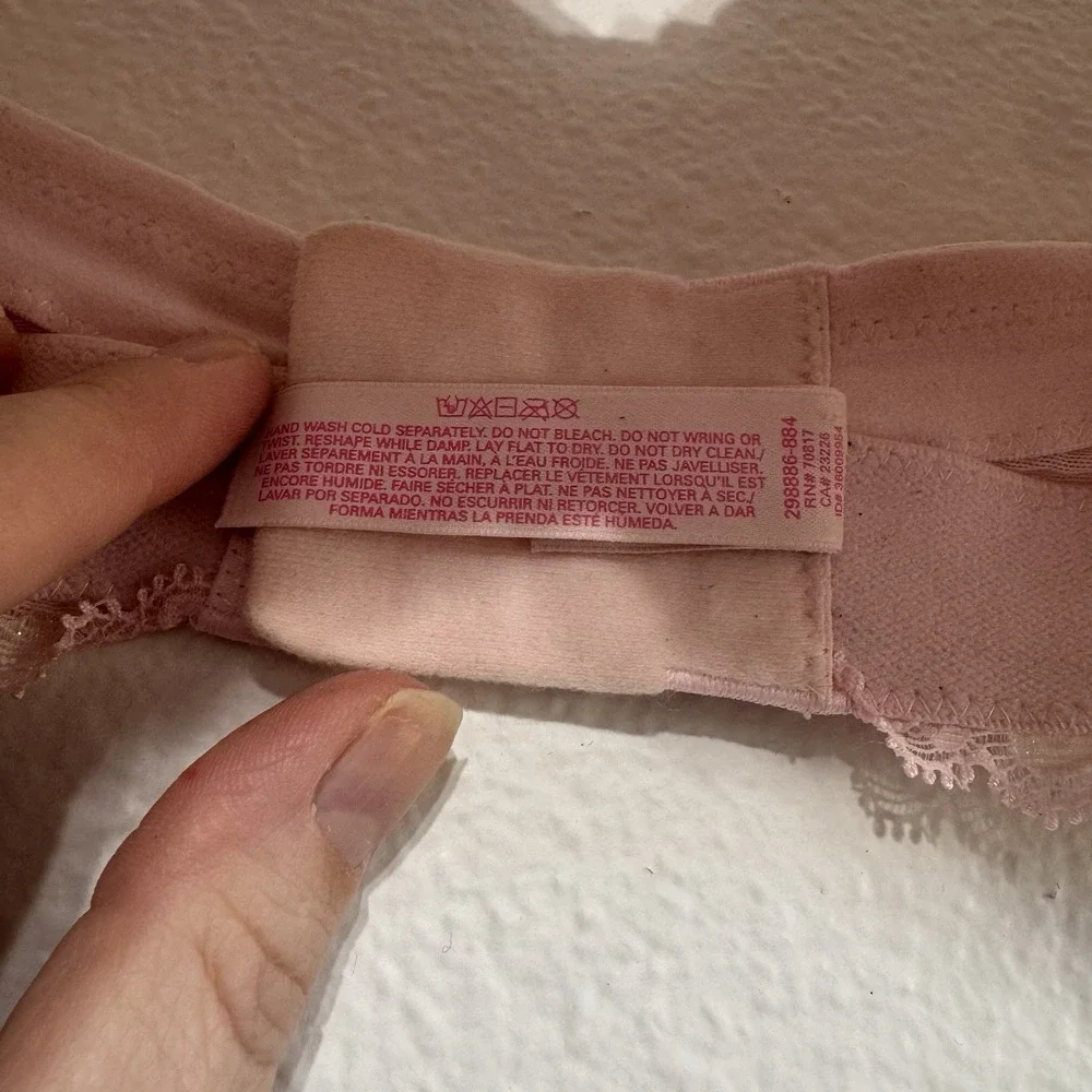 Victoria's‎ Secret LIght Pink Lace Strapless Push Up Bra Womens Size 34DD